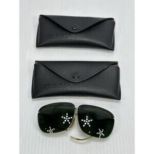 Vintage TASCO Gold Tone Green Lenses Sunglasses Eyewear Target Shooting 2 Cases